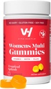 VitaHustle Womens Multivitamin Gummies, טבעוני, ביוטין, Folate, נשים בריאות, שיער, עור וציפורים, סוכר נמוך, non GMO, Splash, 50 Count