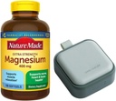 Nature Mades Magnesium 400 מ"ג תוספת כוח 180 Softgels, 180 ימי אספקה | תמיכה להרגעת שרירים, עצב, עצם ובריאות הלב | Bunde with Long GLACIER Pill Orazer, גרין גרין
