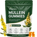 Mullein Gummies, Daily Respiratory Health Gummies, 1000 מ"ג מולליין Leaf Herb Extract, Pear Flavor, Lung Health & Sinus Relief (30 יום אספקה)