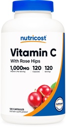 Nutricost Vitamin C with Rose Hips 1025mg, 120 Capsules, Gluten Free