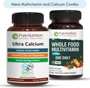 תזונה טהורה Ultra Calcium 1000 מ"ג ו- Whole Foods Mens Multivitamins 1500 מ"ג עבור עצמות בריאות, מפרקים ובריאות כללית. Ultra Calcium 90 Tabs + Mens Multivitamins 60 Tabs.