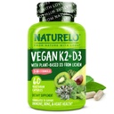 NATURELO Vitamin D3 K2 - Vegan with Plant Based D3 from Lichen - Natural Supplement for Immune System, Bone Support, Heart Health - Whole Food - Non-GMO - Gluten Free, 60 Capsules