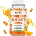 מגנזיום חניכיים למבוגרים - מגנזיום Glycinate תוספת עם ויטמין B6, L-theanine, ויטמין D, CoQ10 - Magnesium Comlexmies עבור Mood, העצמות והשרירים, סוכר חינם כתום פלאמור 60 ctor 60 ctor