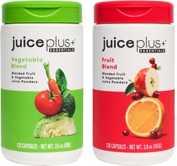 JuicePlus+ הפירות והירקות: for Solid Nutritional Foundation - Boost Family's Health עם 20 פירות & Veggies Plus Plant Foodsents - Prepacked 2 Bottles (60 מנות של פירות, 60 של Veg)