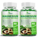 High Absorption Magnesium Glycinate Softgels, מגנזיום תוספי 400 מ"ג עם Zinc, ויטמין E, B6 עבור נשים גברים, שיפור שינה, מנוחה שרירים ובריאות העצם, Gluten-Free, non-GMO, 2 Pack