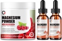 Magnesium Glycinate Drops & 680mg Magnesium Glycinate תרכובת אבקה עבור גברים ונשים, תמיכה אנרגיה, לילה, שרירים ותפקוד משותף, non-GMO, טבעוני
