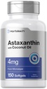 Horbäach Astaxanthin 4mg | 150 Softgels | תוספת של Microalgae | עם שמן קוקוס | Non-GMO, Gluten, Soy Free
