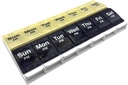 EZY DOSE Push Button (7-Day) Pill Case, Medicine Planner, ויטמין אורגן, 2 פעמים ביום, AM/PM Container, X-Large השוואתיות, Arthritis Friendly, Easy to Use, Clear Lids, Blue/Yellow, BPA חינם