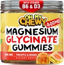 מרכז-Filled Magnesium Glycinate חניכיים 400MG - High Absorption for Kids, Teens & Adults - תוספת לשינה, Calm & השרירים להירגע עם B6 & D3 - Gluten Free & Vegan Friendly - 60 הרוזן ספירה