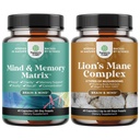 Bundle של Advanced Nootropics המוח תמיכה תוסף עם Memory & Focus ויטמינים ו- Advanced Lion's Mane Mushroom תוספת עם Reishi, Chaga, Maitake & Shiitake for Memory Support & Focus