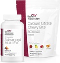 Bariatric Advantage Chewable Advanced Multi EA Without Iron - פירות מעורבים, 60 Count and Calcium Citrate Chewy Bites 500 מ"ג - Assorted Fruit Flavor, 90 Count
