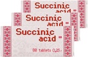 3 x Succinic Acid Amber Acid 80 טבליות - סך של 240 טבליות