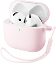OrNARTO for AirPods 4 Case, Soft Silicone Full Protective Cover with LED Visible, Compatible with AirPods 4th Generation 2024 - צ'לק פינק