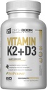 ויטמין D3 K2 Calcium תוסף - ויטמין D 5000 IU + ויטמין K2 MK7 100 mcg, העצם כוח ובריאות הלב תוספי מזון עבור נשים וגברים, D3K2 שיניים עם bioperine, US-Made Non-GMO 60 Cap