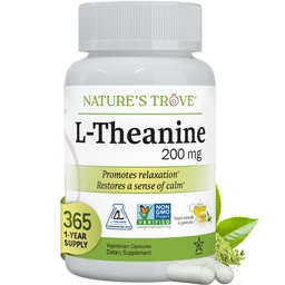 Nature's Trove L-theanine 200mg Super Value Size - 365 קפסולות צמחוניות