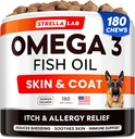 StrellaLab אומגה 3 עבור כלבים - (180Ct) שמן דגים טיפול - Allergy & Itch Relief Skin & Coat תוסף - יבש Itchy Skin, Anti Shedding & Hot Spots Treatment - Pet Salmon Oil Chews - Smoked Salmon Flavor Flavor