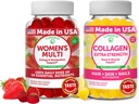 לונהקאי נשים Multi and Collagen Gummies Combo - All-Natural Supplements, Gluten-Free, No Corn Syrup 60 ct Collagen and 60 ct Women's Multivitamin - 30 יום אספקה