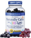 Calm Gummies לילדים עם Magnesium Glycinate, Chamomile & Linden - Kids Multivitamin Gummies for Sleep, Concentration, Daily Wellness & Routine Balance - Sugar-Free Grape Flavor, 30 Count by Rhozivaiva