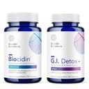 Biocidin Capules ו- GI Detox+ Binder Bundle - תומך Dismantling של biofilms, חמצון בריא ונקיקות מלאים עם בוטנים, Zeolite, ומופעל Charcoalal.