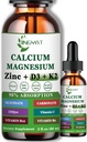 Calcium Magnesium Zinc נוזל טיפות, מגנזיום נוזלי Glycinate 500 מ"ג Calcium 1000 מ"ג עם ויטמין D3,K2,B6,B12,Coq10 עבור כוח העצם, תפקוד שרירים,6X חזק יותר מאשר מסטיקנים קפסולות קפסולות.