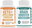 Purely Optimal Premium Keto Pills + Apple Cider Vinegar קפסולות עם אמא + Premium Brain תוסף - Nootropic Brain Booster for Focus, Clarity, שיפור זיכרון, ריכוז ו Better Mood