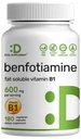 Benfotiamine 600 מ"ג Per המשרת, 180 Veggie קפסולות (300mg Per Cap) - שמן Soluble ויטמין B1 Thiamine תוסף - 3rd Party Tested, טבעוני, non-GMO, Gluten Freeten