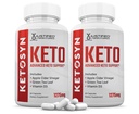 (2 Pack) Ketosyn Keto ACV Pills 1275MG Keto תומך בלנדרה אלטרנטיבית ל-Kto ACV Gummies פורמולה עם Apple Cider Vinegar נוסף אבקת שמן זית ירוק מעל 120 קפסולות