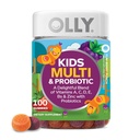 OLLY Kids Multivitamin & Probiotic Gummy, תמיכה תזונתית, ויטמינים A, D, C, E, B, Zinc, Chewable Supplement, Bri Flavored, 50 יום אספקה - 100 Count