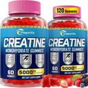 Creatine Monohydrate חניכיים עבור גברים ונשים טרום עבודה חניכיים עם טאורין, ויטמין B6 ו B12 Creatine Monohydrate Chewable עבור הגדלת כוח, אנרגיה, אנדורנס, שרירים, אורגני (2 Packs)