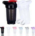 Shaker Bottle Protein Shakes Cup ו- 10Ounce /300ML Shaker-Bottle with Whisk Balls, Milkkers Bottles Set, Non-BPA פלסטיק (Black+White(2PCS)