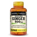 MASON NATURAL Whole Herb ג'ינג'ר 500 מ"ג, 2 חודשים אספקה, תוסף צמחי טבעי, 60 קפסולות