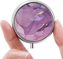 Mini Pill Box, Small Pill Box, Portable Pill Box, Sweet Pill Organer עבור ויטמינים, תרופות, שמן דגים ותוספים (Purple Marble)