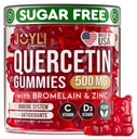 JOYLI Quercetin Gummies - Quercetin עם Bromelain Zinc ויטמין C & ויטמין D3 - תוסף Quercetin 500MG עבור Immune System & Allergy - Quercetin לילדים ומבוגרים - 60 Quercetin Chewable Chewable Chewable