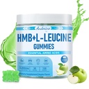 HMB and L-Leucine Gummies, 3000mg, with Trehalose, for Muscle Growth, Muscle Relief and Workout Recovery, for Adults & Elder, Non-GMO, Vegan, Gluten Free, Apple Flavor, 120