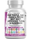 ניקוי Nutraceuticals Milk Thistle NAC Chanca Piedra Beet Root Artichoke Astragalus Dandelion Root - Liver Cleanse Detox & Fix Plus TUDCA Choline & ג'ינג'ר - 1Pack