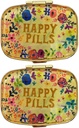 2 Packs וינטג 'Pocket גלולה מארגנים Metal Retro Pill Boxes Sweet Pill Cases for Purse / Pocket Portable to Hold ויטמינים / Tylenol/Supplements/Meds/Tablet(Happy Pills with Mirror Inside)