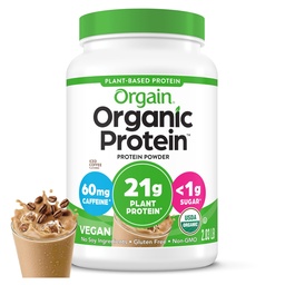 Orgain אורגני אבקת חלבונים, Iced Coffee - 21g Plant Protein, 60mg של Caffeine, Low Net Carb, No Lactose Ingredients, no added Sugar, non-GMO, For Shakes & Smoothies, 2.03 lb Carb, No Lactose Ingredients, No added Sugar, non-GMO, for Shakes & Smoothies, 2.03 lb
