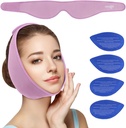 NewGO חוכמה שיניים Ice Pack Head Wrap for Face Oral Surgery, Jaw Ice Pack for Face with 4 Hot Gel Pack for TMJ, Tooth Extraction, טונסילectomy Recovery - Purple Purple