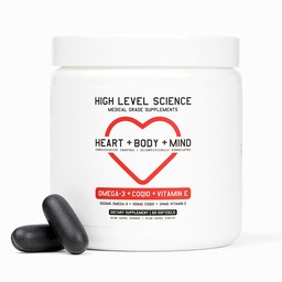 High Level Science CoQ10, אומגה 3, ויטמין E - Cardiologist פורמולה עבור הלב + הגוף + בריאות המוח עם DHA / EPA, Antioxidant עבור אנרגיה, שמן דגים גבוה זמינות - Gluten חינם, 60 Softgels