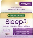 Nature's Bounty Melatonin, Sleep3 Power 100% Drug Free Sleep Aid, L-theanine & Nighttime Herbal בלנדר טכנולוגיה, 10mg, 30 Tri-Layered Tablets