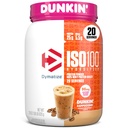 Dimatize x Dunkin' Cappuccino ISO100 אבקת חלבון Whey, 95 מ"ג Caffeine, 25g של חלבון5.5g BCAAs, 120 Cal, Gluten Free, 1g Fat, 1g סוכר, 2g Carb (20 משרתות)