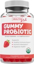 USDA אורגני פרוביוטיקה לילדים (Non-GMO) Strawberry Flavor Kids Probiotics for Digestion & Immune Support - 2.5 מיליארד CFU של DE111 Forming Strain forמקסימום Survivability - 30 מסטיקנים
