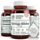 טבעי Nutra Ginkgo Biloba, משפר את Circulation לזיכרון המוח וה Boosts, מגביר את זרימת החמצן, ו- Enhancing Brain Function, תומך ב- Nerve Health, טבעוני וגלוטן חינם, 82 קפסולות
