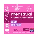 Menstrual Cramp period Gummies True Roots | PMS תמיכה תוספת לנשים | זרימה בריאה | Flo PMS Menstrual Circle Relief, Cramping and Bloating | טבעוני & Natural Flavors | 60 Count Count Count
