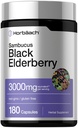 Horbäach Black Elderberry | 3000 מ"ג קפסולות | 180 Count | Non-GMO, Gluten Free | Sambucus Extractable