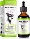 Milk Thistle for Dogs, dog Liver Support Drops - כלב חלב זה עוזר הכלב Liver Detox, Pet תוספת טיפול עם שמן סלמון, Curcumin C3 Complex ואומגה 3 EPA & DHA, בייקון פלאמור - 2 fl.oz