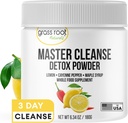 Grass Root Naturals Master ניקויse Detox אבקת לימונדה Detox 3 ימים צמחי מבוסס תוספת עם לימון, Maple Syrup ו קייאן דיאטה, 6.34oz Container