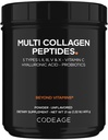 Codeage Multi Collagen Peptides + Probiotics Black Edition, ויטמין C, Hyaluronic Acid אבקת תוספת, Grass-Fed, Pasture-Rad, hydrolyzed, Zero Carbs, Type I, II, III, V & X, Unflavored, 21oz