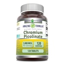 פורמולות מדהימות Chromium Picolinate תוסף | 1000 Mcg | 120 טבליות | Non-GMO | Gluten-Free | Made in USA