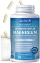 Magnesium Complex Chelated Magnesium Glycinate w/Malate, Turate & Herbal Extracts for Support Sleep, השרירים,Cortisol & Heart Health, Gluten Free, טבעוני, Non GMO, High Absorption, 90 קפסולות קפסולות
